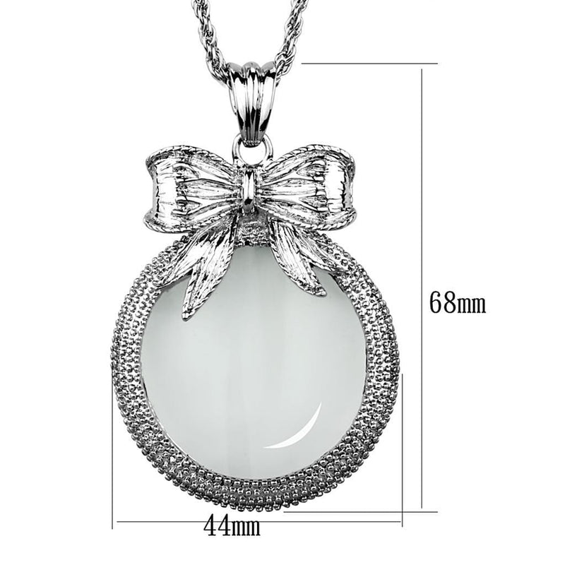 Locket Necklace 3W911 Rhodium Brass Magnifier pendant with Synthetic