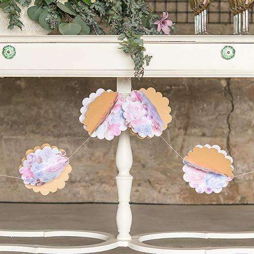 3D Floral Print Paper Garland (Pack of 1)-Wedding Reception Decorations-JadeMoghul Inc.