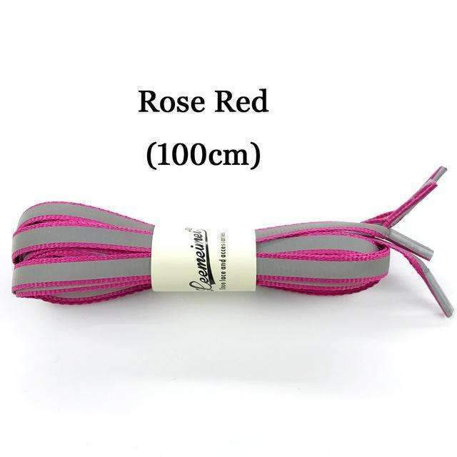 3M Reflective Laces High Visibility Shoe Laces Safety Luminous Glowing Shoelaces in the dark 100cm-rose red-JadeMoghul Inc.