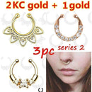 3PC crystal fashion clicker fake septum For Women Body Clip Hoop vintage fake nose ring Faux Piercing Body Jewelry non Wholesale-series 2  3PCS-JadeMoghul Inc.