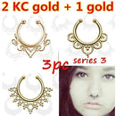 3PC crystal fashion clicker fake septum For Women Body Clip Hoop vintage fake nose ring Faux Piercing Body Jewelry non Wholesale-series 3  3PCS-JadeMoghul Inc.