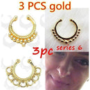 3PC crystal fashion clicker fake septum For Women Body Clip Hoop vintage fake nose ring Faux Piercing Body Jewelry non Wholesale-series 6  3PCS-JadeMoghul Inc.