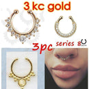 3PC crystal fashion clicker fake septum For Women Body Clip Hoop vintage fake nose ring Faux Piercing Body Jewelry non Wholesale-series 8  3PCS-JadeMoghul Inc.