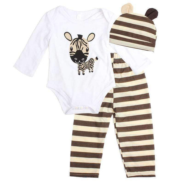 3PCS Baby Cotton Romper Set Infant Newborn Boys Girls Cartoon Animal Costume Clothing Sets Cute Jumpsuit +Hat+Pants Barboteuse-4-6M-JadeMoghul Inc.