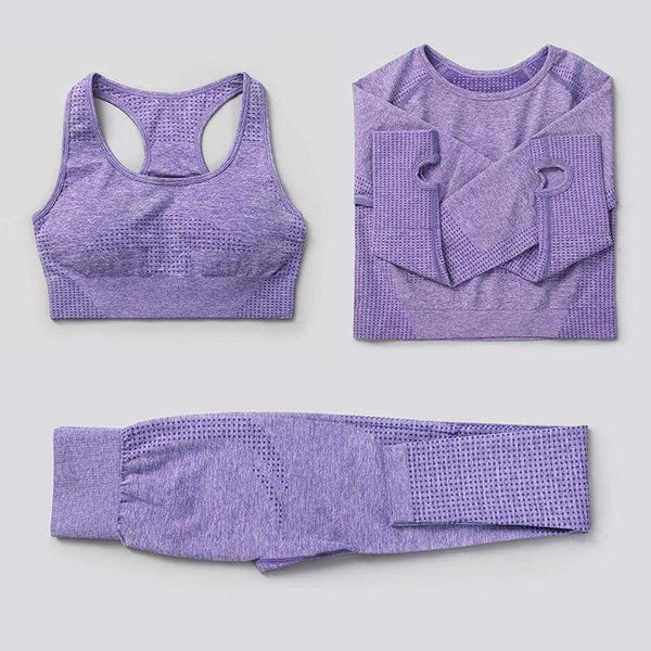 3Pcs Seamless Yoga Set Gym Fitness Clothing Women Yoga Suit Sportswear Female Workout Leggings Top Sport Clothes Training Tights JadeMoghul Inc. 
