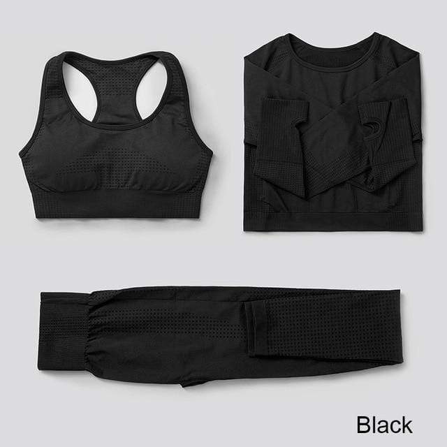 3Pcs Seamless Yoga Set Gym Fitness Clothing Women Yoga Suit Sportswear Female Workout Leggings Top Sport Clothes Training Tights JadeMoghul Inc. 