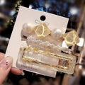 3PCS/Set Korean Acrylic Hair Clips For Women Hair Accessories Fashion Jewelry Simulated Pearl Hairpins Geometric Gold Barrettes AExp