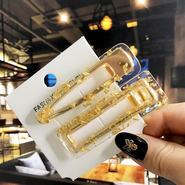 3PCS/Set Korean Acrylic Hair Clips For Women Hair Accessories Fashion Jewelry Simulated Pearl Hairpins Geometric Gold Barrettes AExp
