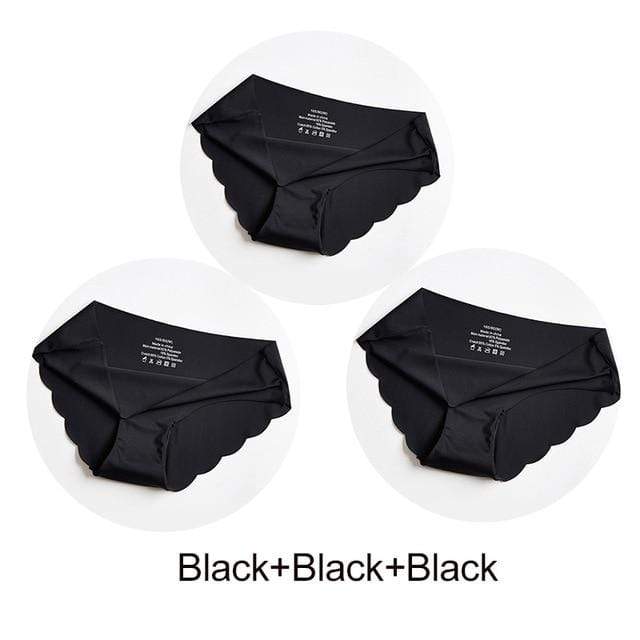 3Pcs/Set Seamless Panties Set Underwear Women's Lingerie Soft SILK Female Fashion Panty Sexy Lady Intimates Low Rise Briefs Set AExp