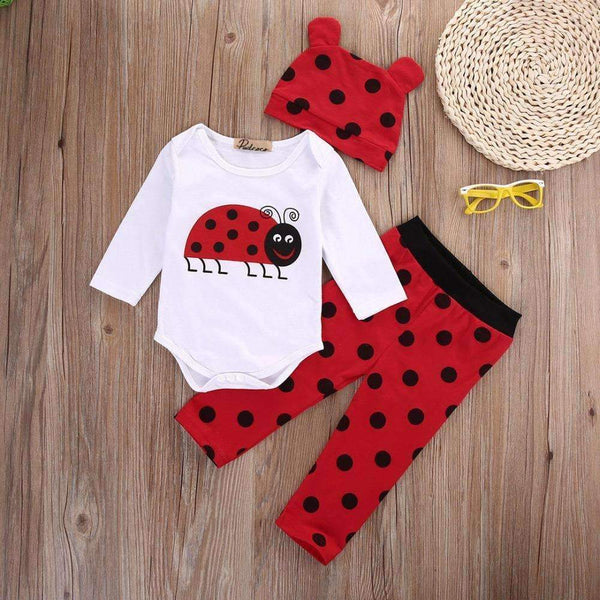 3pcs suit!! Newborn Infants Baby Boys Girls Rompers +Long Pants +Hats cartoon Outfits Set Clothes-Red-4-6 months-JadeMoghul Inc.