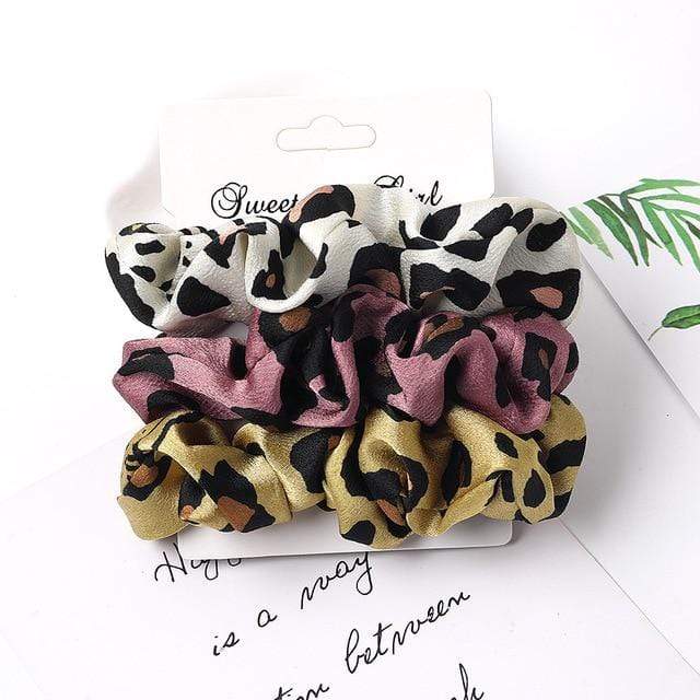 3PCS Vintage Velvet Scrunchie Leopard Scrunchies Set Elastic Hair Bands Headband Ponytail Holder Ties Rope Hair Accessories Gift JadeMoghul Inc. 