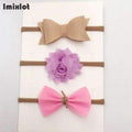 3pcs/set Mix Style Simulated-pearl Ribbon Lace Flower Headband Baby Girl Headbands Elastic Hairband Children Hair Accessories-05D-Free Size-JadeMoghul Inc.