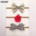 3pcs/set Mix Style Simulated-pearl Ribbon Lace Flower Headband Baby Girl Headbands Elastic Hairband Children Hair Accessories-05E-Free Size-JadeMoghul Inc.