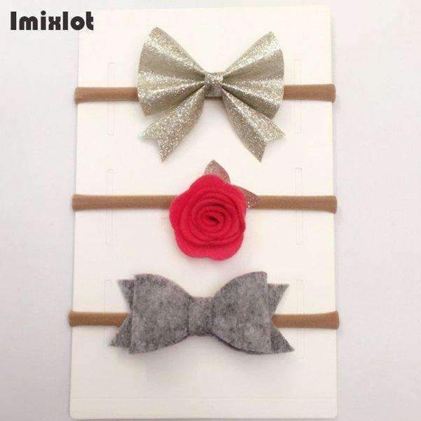 3pcs/set Mix Style Simulated-pearl Ribbon Lace Flower Headband Baby Girl Headbands Elastic Hairband Children Hair Accessories-05E-Free Size-JadeMoghul Inc.