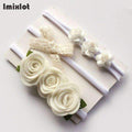 3pcs/set Mix Style Simulated-pearl Ribbon Lace Flower Headband Baby Girl Headbands Elastic Hairband Children Hair Accessories-07A-Free Size-JadeMoghul Inc.