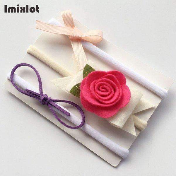 3pcs/set Mix Style Simulated-pearl Ribbon Lace Flower Headband Baby Girl Headbands Elastic Hairband Children Hair Accessories-07B-Free Size-JadeMoghul Inc.