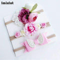 3pcs/set Mix Style Simulated-pearl Ribbon Lace Flower Headband Baby Girl Headbands Elastic Hairband Children Hair Accessories-22B-Free Size-JadeMoghul Inc.