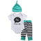 3Pcs/Set!2016 New autumn baby Boy girl clothes set Cotton Romper + striped pants+Hats 3pcs newborn baby clothing set-4-6 months-JadeMoghul Inc.