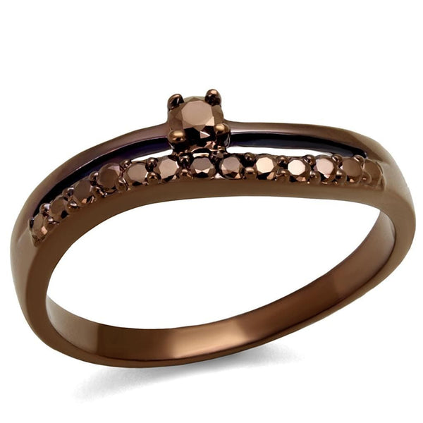 Engagement Wedding Rings 3W1148 Coffee light Brass Ring with AAA Grade CZ