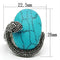 Middle Finger Ring 3W255 Rhodium Brass Ring with Synthetic in Sea Blue