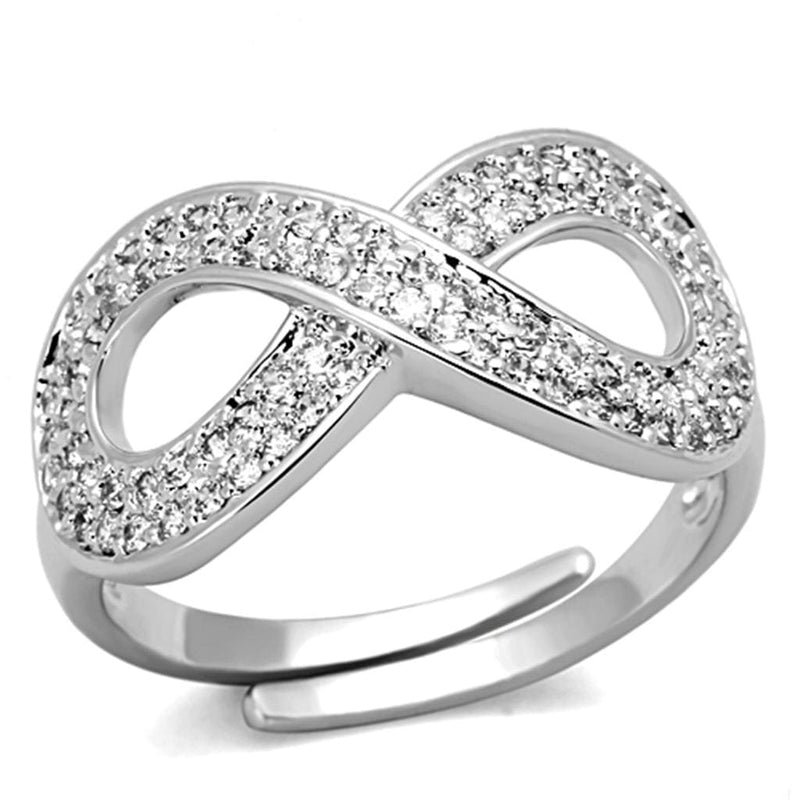 Proposal Ring 3W503 Rhodium Brass Ring with AAA Grade CZ