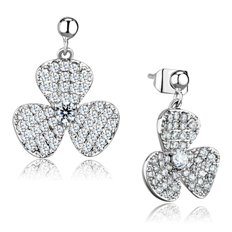 Christmas Earrings 3W662 Rhodium Brass Earrings with AAA Grade CZ