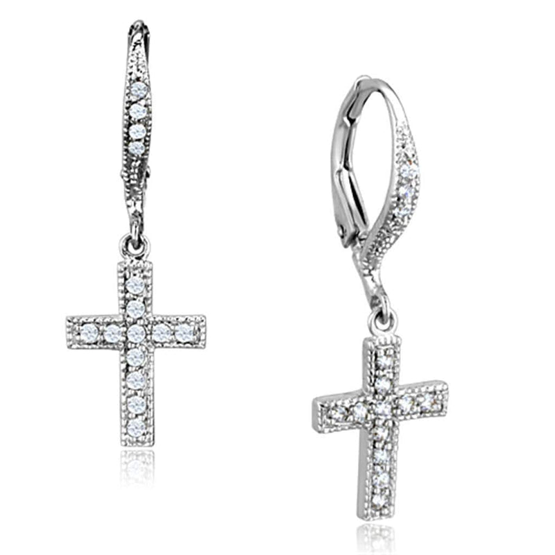 Christmas Earrings 3W688 Rhodium Brass Earrings with AAA Grade CZ