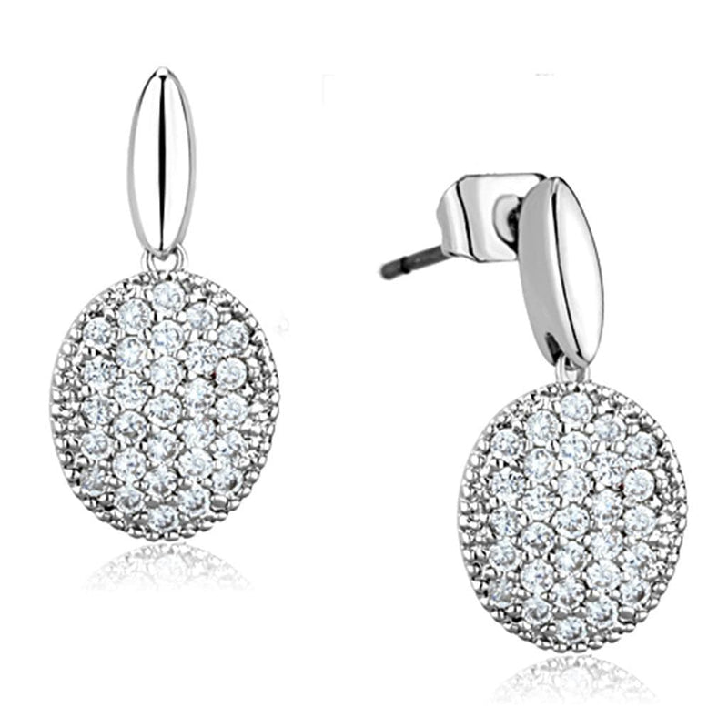 Christmas Earrings 3W690 Rhodium Brass Earrings with AAA Grade CZ