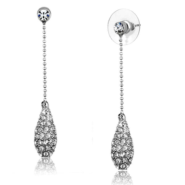 Crystal Drop Earrings 3W898 Rhodium Brass Earrings with Top Grade Crystal