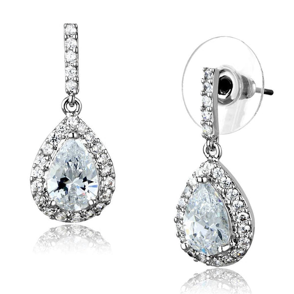 Christmas Earrings 3W903 Rhodium Brass Earrings with AAA Grade CZ