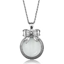 Locket Necklace 3W911 Rhodium Brass Magnifier pendant with Synthetic