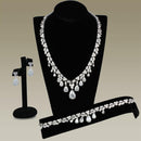 Costume Jewelry 3W925 Rhodium Brass Jewelry Sets with AAA Grade CZ