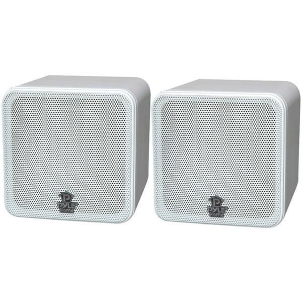 4" 200-Watt Mini-Cube Bookshelf Speakers (White)-Speakers, Subwoofers & Accessories-JadeMoghul Inc.