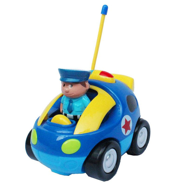 4" Cartoon RC Police Car Remote Control Toy for Toddlers (Blue)-R/C Toys-JadeMoghul Inc.