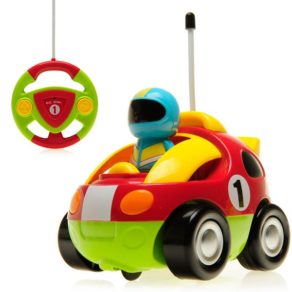 4" Cartoon R/C Race Car Remote Control Toy for Toddlers (Red)-R/C Toys-JadeMoghul Inc.