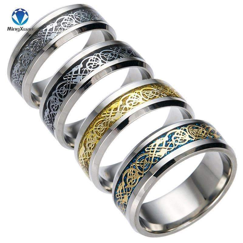 4 COLORS Vintage Gold Free Shipping Dragon 316L stainless steel Ring Mens Jewelry for Men lord Wedding Band male ring for lovers-5-Black-JadeMoghul Inc.