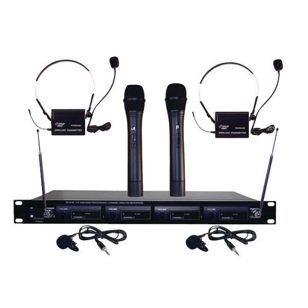 4-Microphone VHF Wireless Rack-Mount Microphone System-Microphones & Accessories-JadeMoghul Inc.