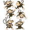 (4 PK) MONKEYS 6IN DESIGNER CUT-Learning Materials-JadeMoghul Inc.