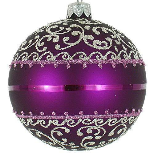 Christmas Decorations - 4 Pc Purple/Silver 4" Ornaments