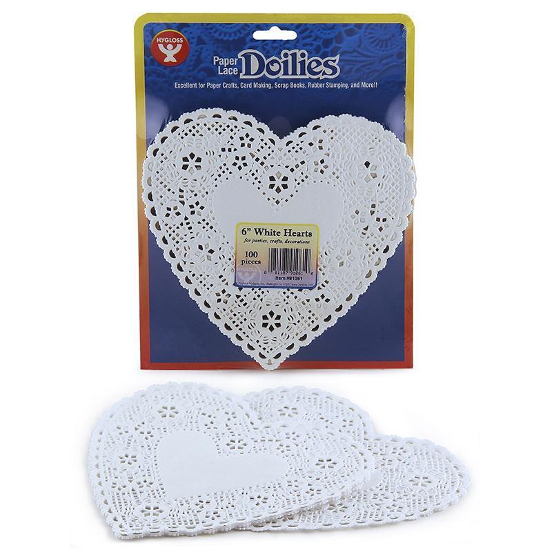 (4 PK) DOILIES 6 WHITE HEARTS-Arts & Crafts-JadeMoghul Inc.