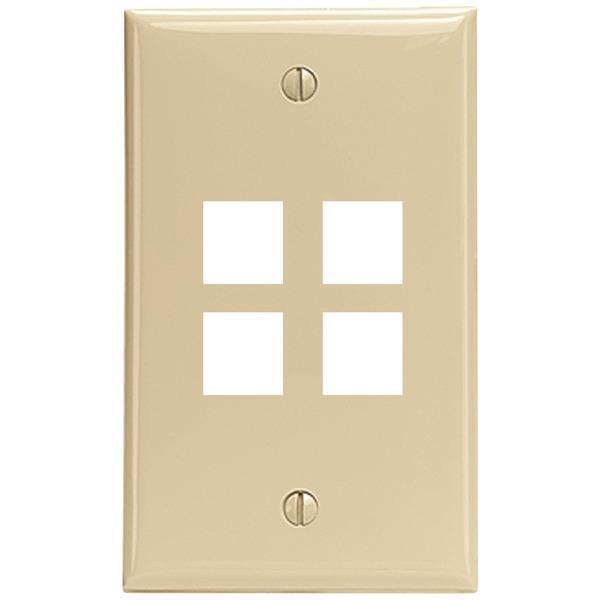 4-Port QuickPort(R) Wall Plate (Ivory)-Cables, Connectors & Accessories-JadeMoghul Inc.