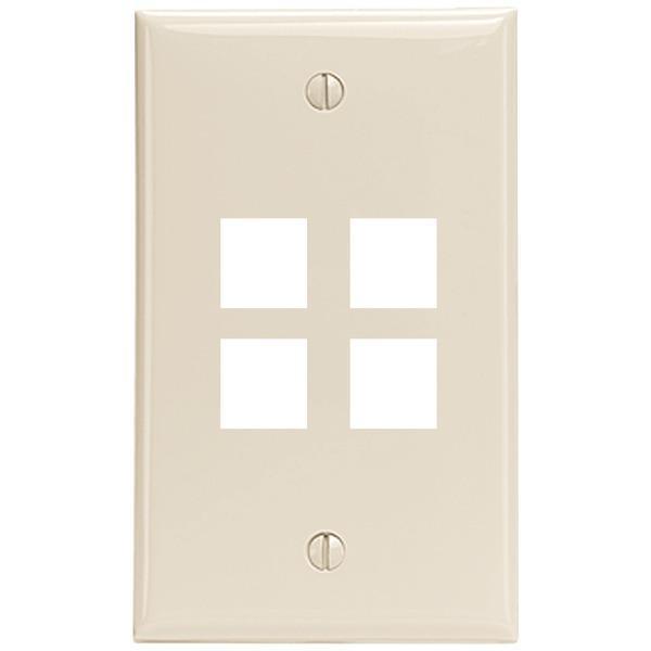 4-Port QuickPort(R) Wall Plate (Light Almond)-Cables, Connectors & Accessories-JadeMoghul Inc.