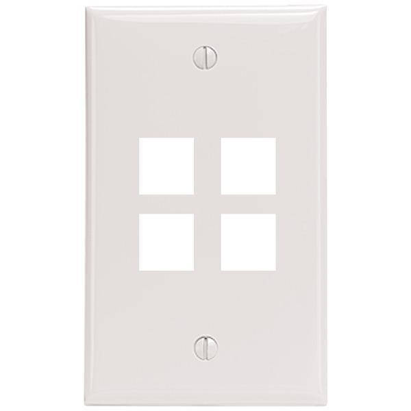4-Port QuickPort(R) Wall Plate (White)-Cables, Connectors & Accessories-JadeMoghul Inc.