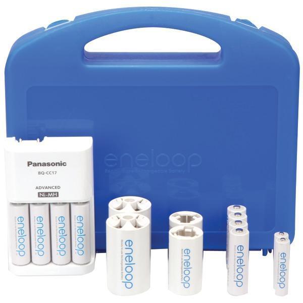 4-Position Charger with 2 AAA & 8 AA eneloop(R) Batteries & 2 C & 2 D Spacers-Battery Chargers-JadeMoghul Inc.