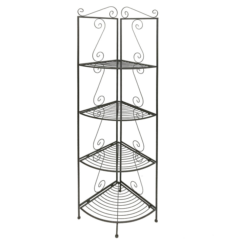 4 Tier Copper Metal Corner Shelf Bookcase-Display and Wall Shelves-Copper-Metal-JadeMoghul Inc.