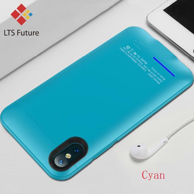 4000 mAh High Capacity Battery Charging Cover For Iphone X 10 External Battery Case Power Bank Portable Charger Slim Thin Light-Cyan-JadeMoghul Inc.