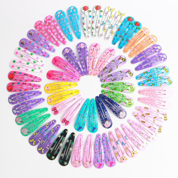 40Pcs/Lot Children 5cm Hair Clips Pins Cute Cartoon Bunny Printed Hairgrips Snap Metal Barrettes Bow Hair Accessories for Girls AExp