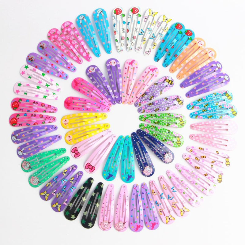 40Pcs/Lot Children 5cm Hair Clips Pins Cute Cartoon Bunny Printed Hairgrips Snap Metal Barrettes Bow Hair Accessories for Girls AExp