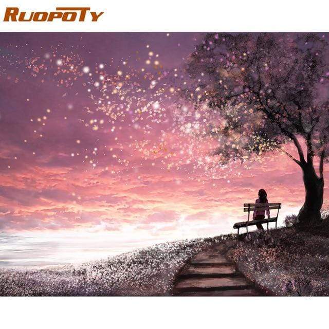 40x50cm diy frame fantasy cartoon oil painting by numbers kits Acrylic Paint By Numbers On Canvas Handpainted landscape Painting AExp