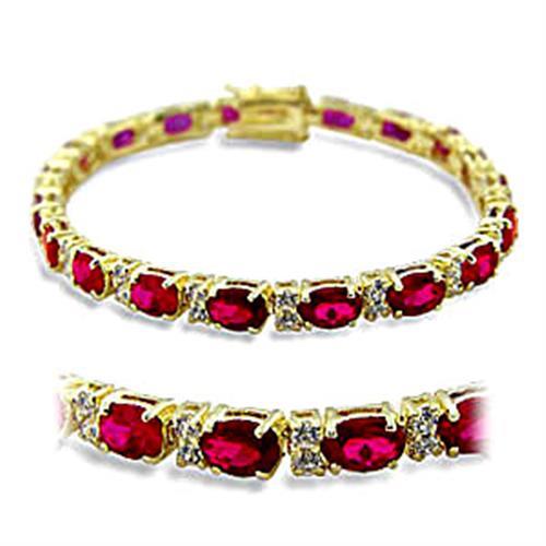 Gold Charm Bracelet 415505 Gold Brass Bracelet with Synthetic in Ruby